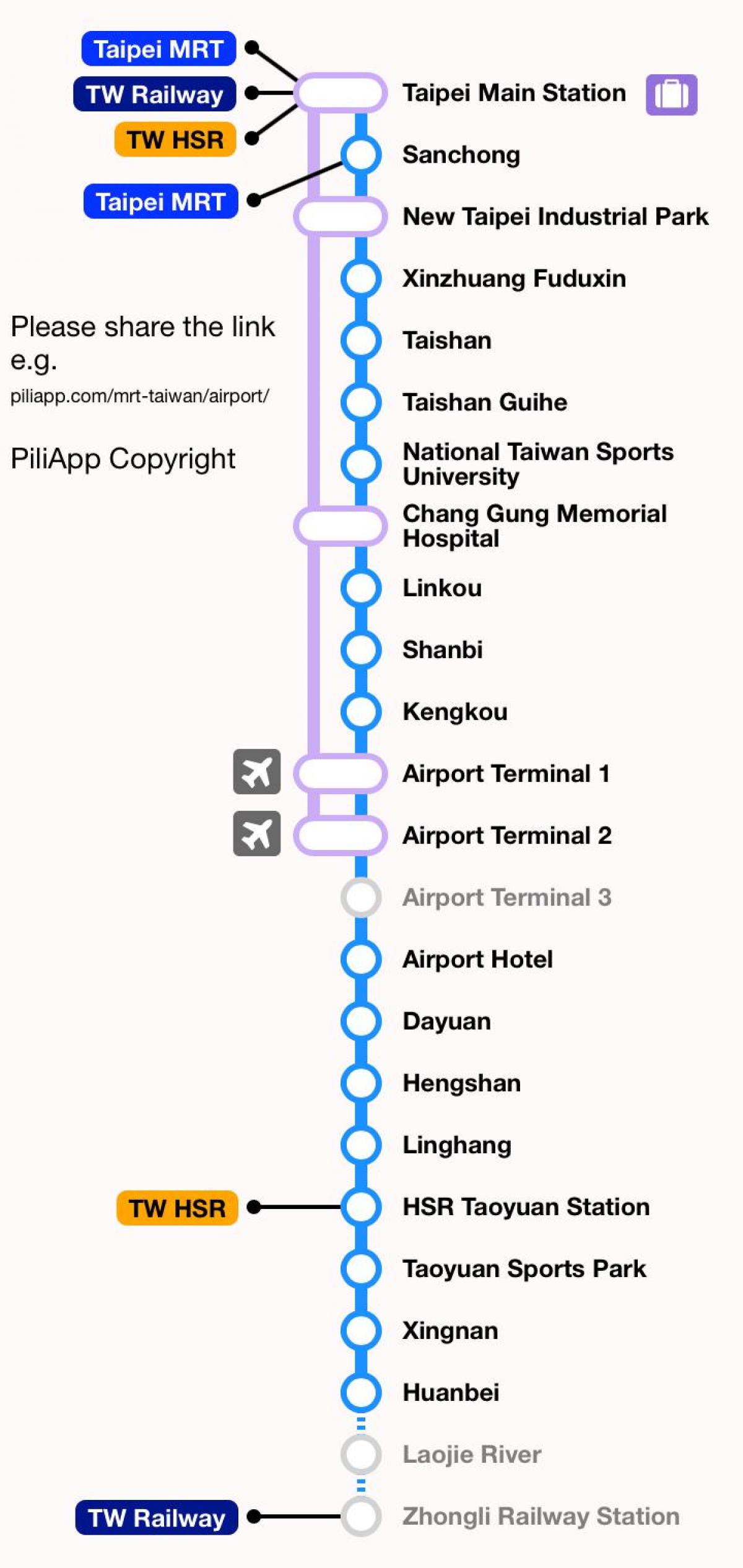 Ուղեւորությունը մինչեւ օդանավակայանի Տայպեյ Таоюань MRT քարտ 