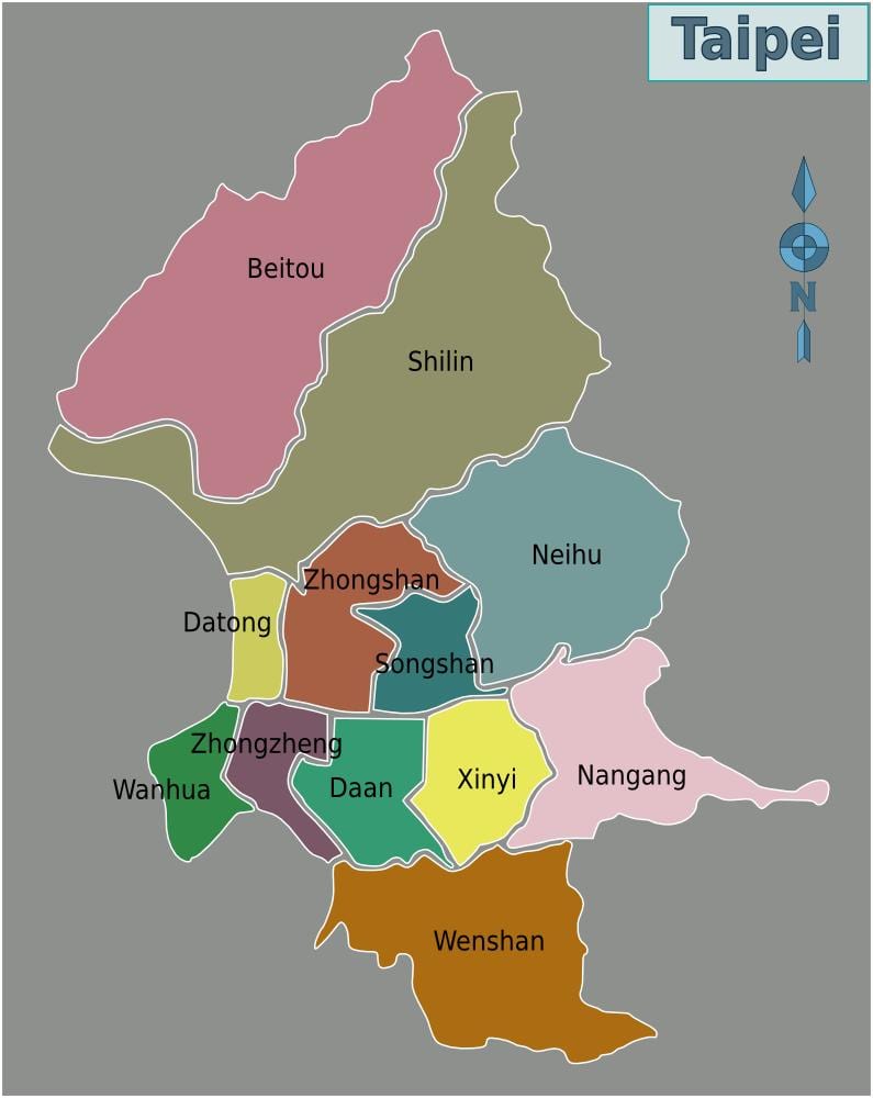 Տայպեյ շրջան քարտեզի վրա