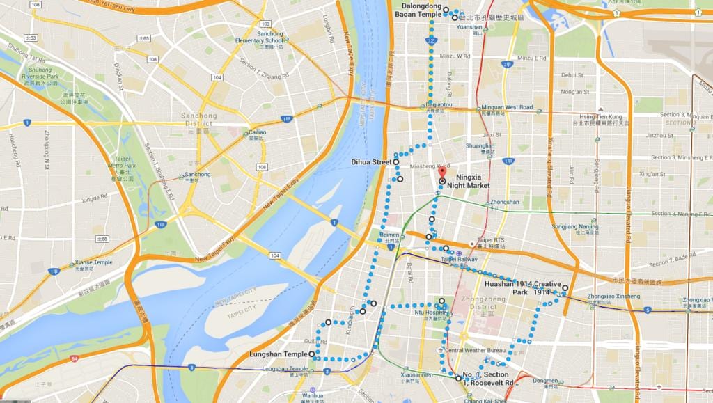 Ubike Тайпей քարտեզի վրա