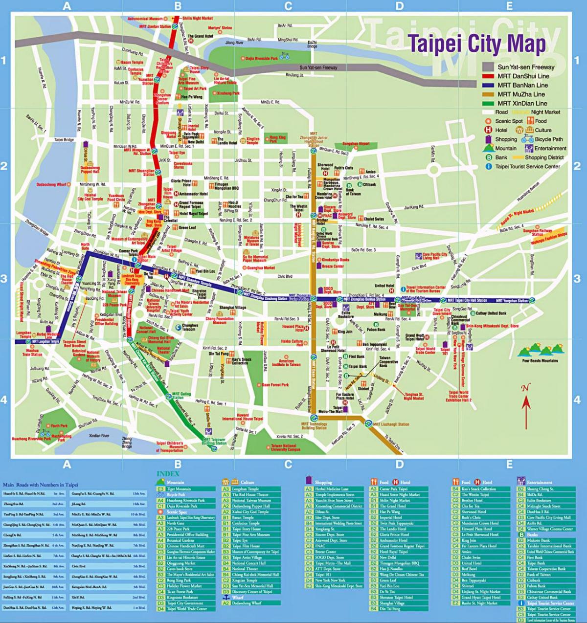 Տեսարժան վայրեր Տայպեյ քարտեզի վրա