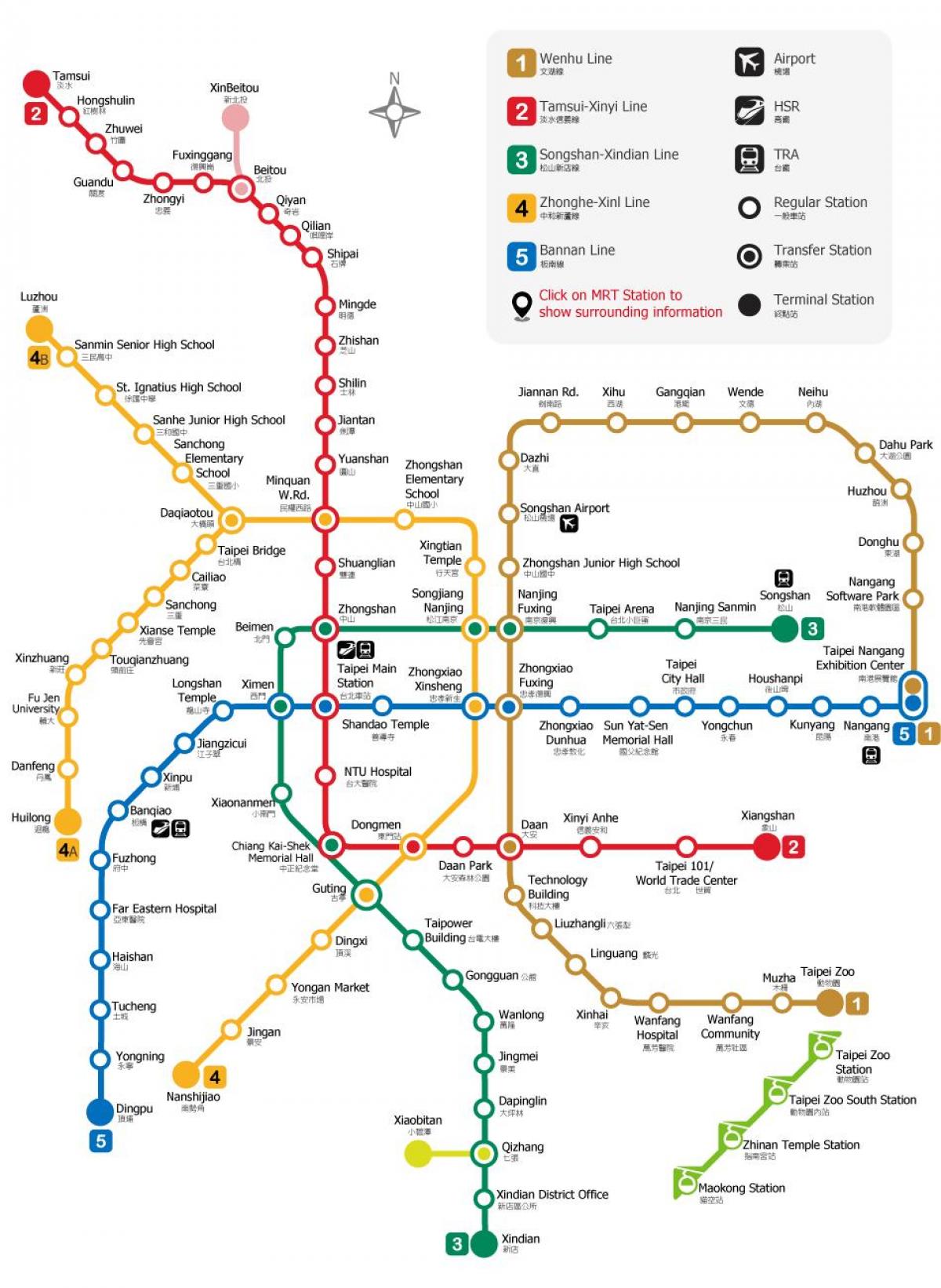 Երկաթուղային կայարան Тайбэя քարտեզի վրա